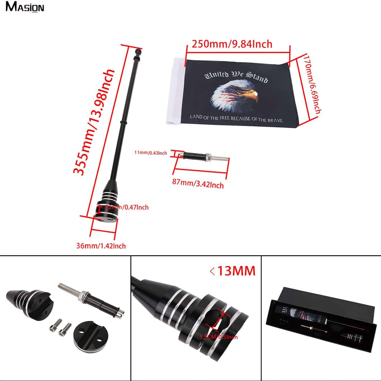 MASION 2 Pcs Bandera de EEUU Land of the Free Because of - Imagen 4