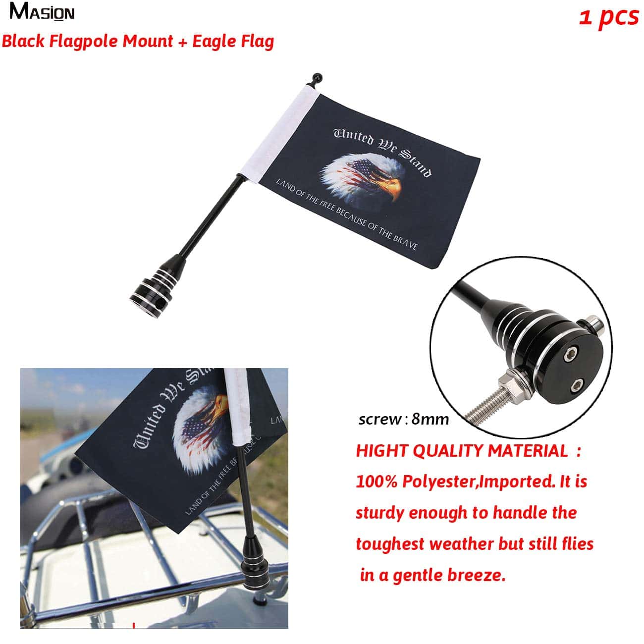 MASION 2 Pcs Bandera de EEUU Land of the Free Because of - Imagen 3