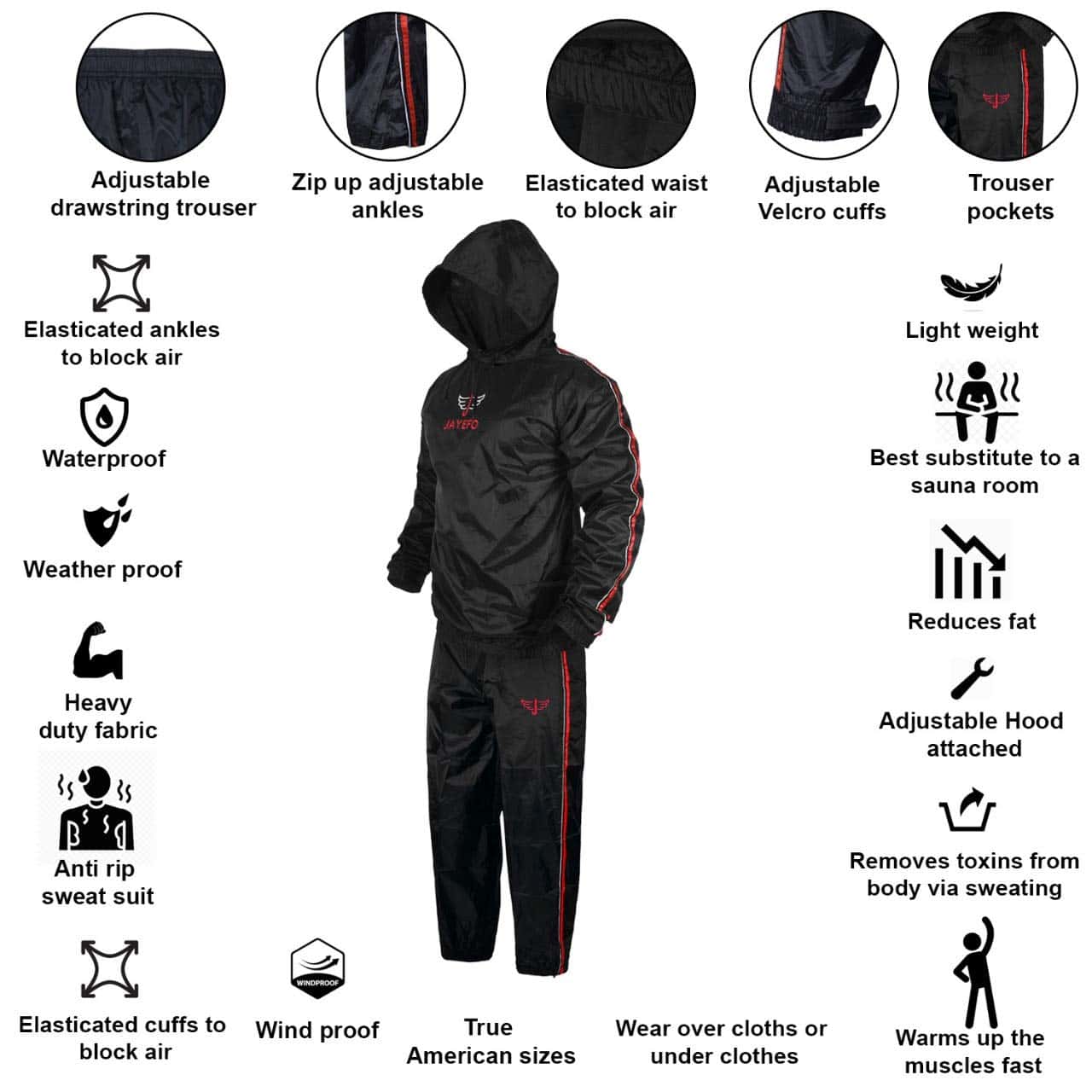 Traje de Sudor Sauna Jayefo para Hombres y Mujeres Boxeo - Imagen 3