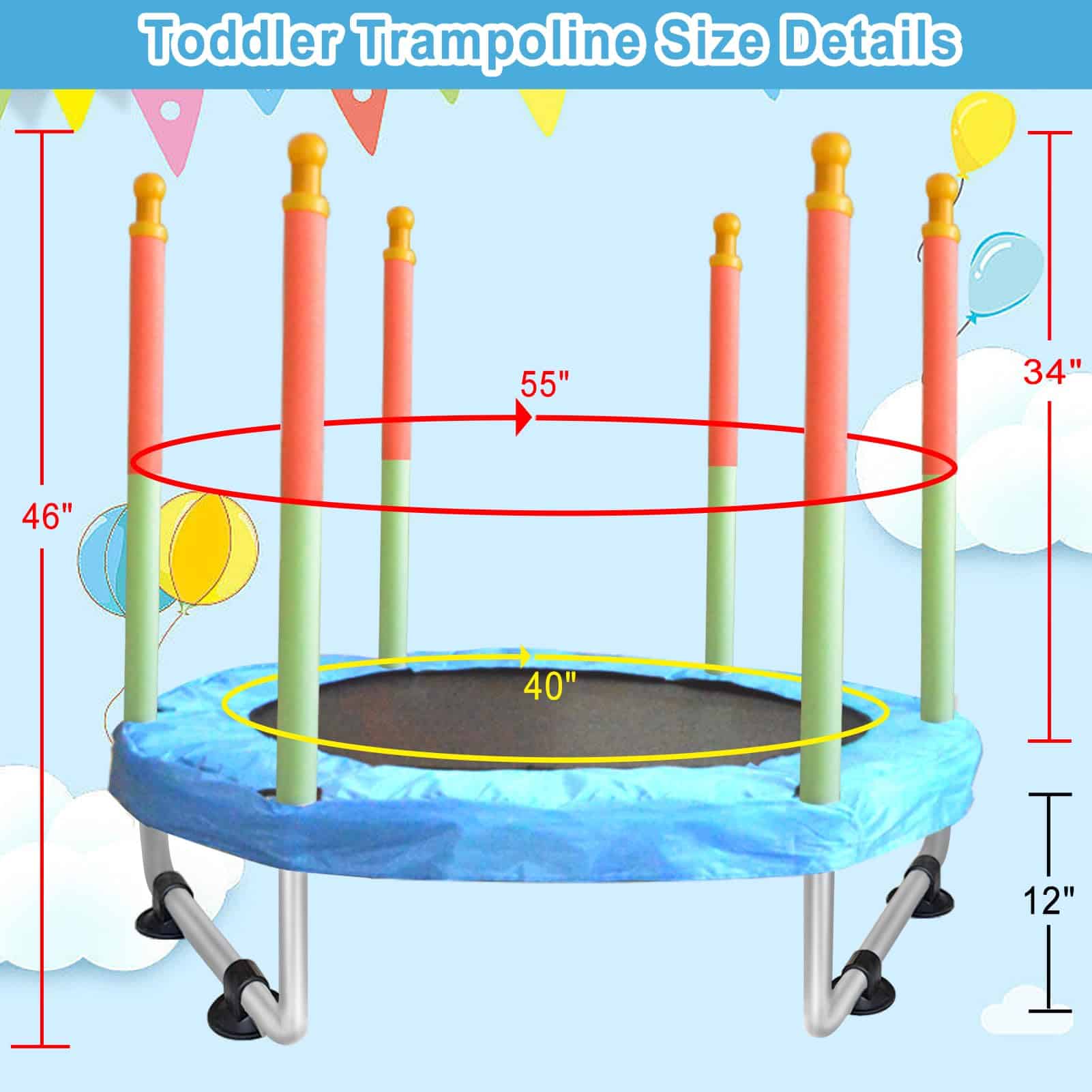 Trampolín para niños de 1 a 8 años, 55'' -Rojo-Verde-Azul - Imagen 7