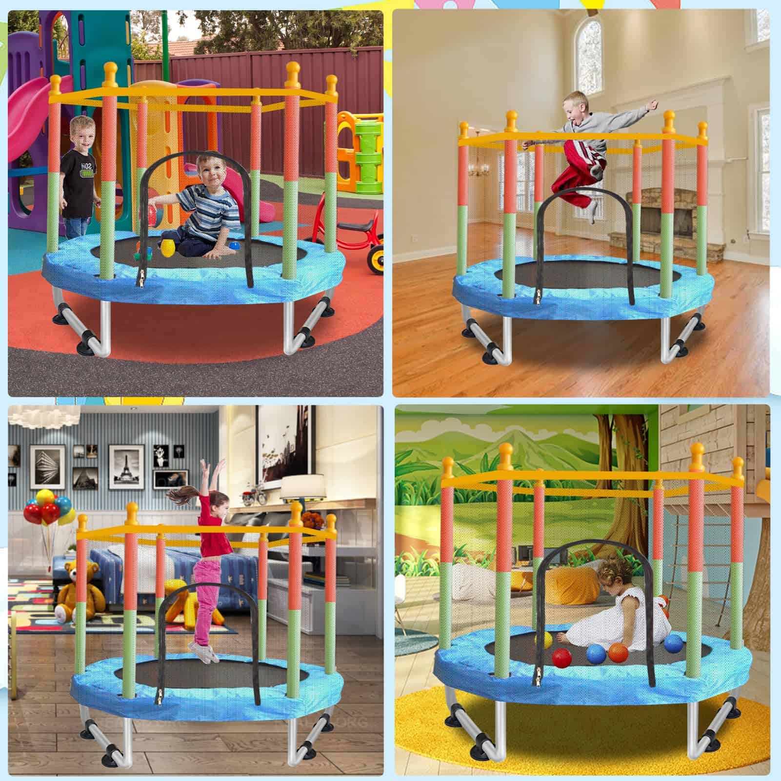 Trampolín para niños de 1 a 8 años, 55'' -Rojo-Verde-Azul - Imagen 3