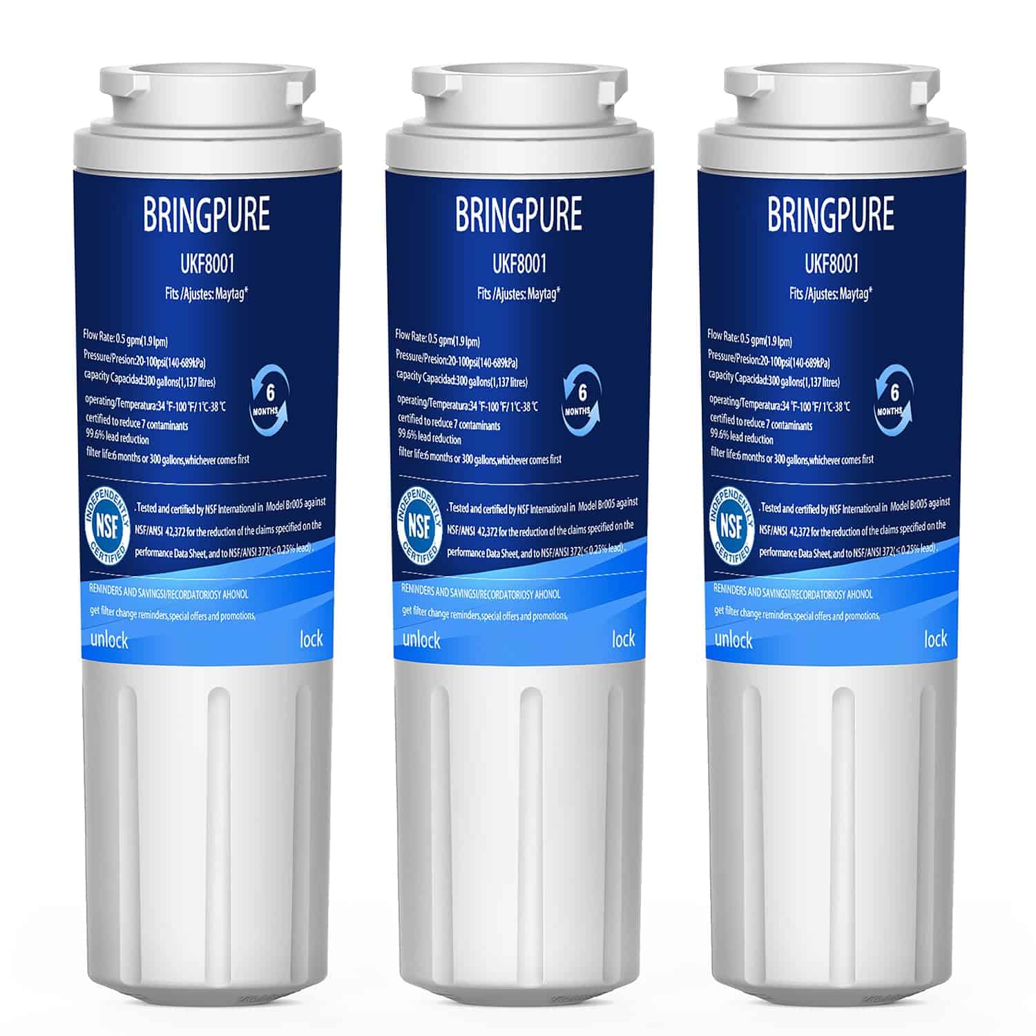 Pack de 3 Filtros de Agua para Refrigerador de Reemplazo