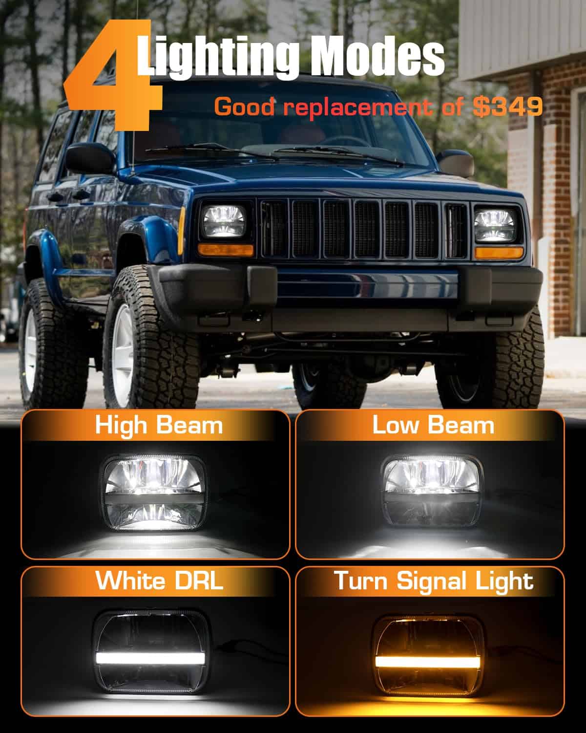 Faros de Led UNI-SHINE 7x6 Reflector 5x7 2pcs Blanco DRL - Imagen 4