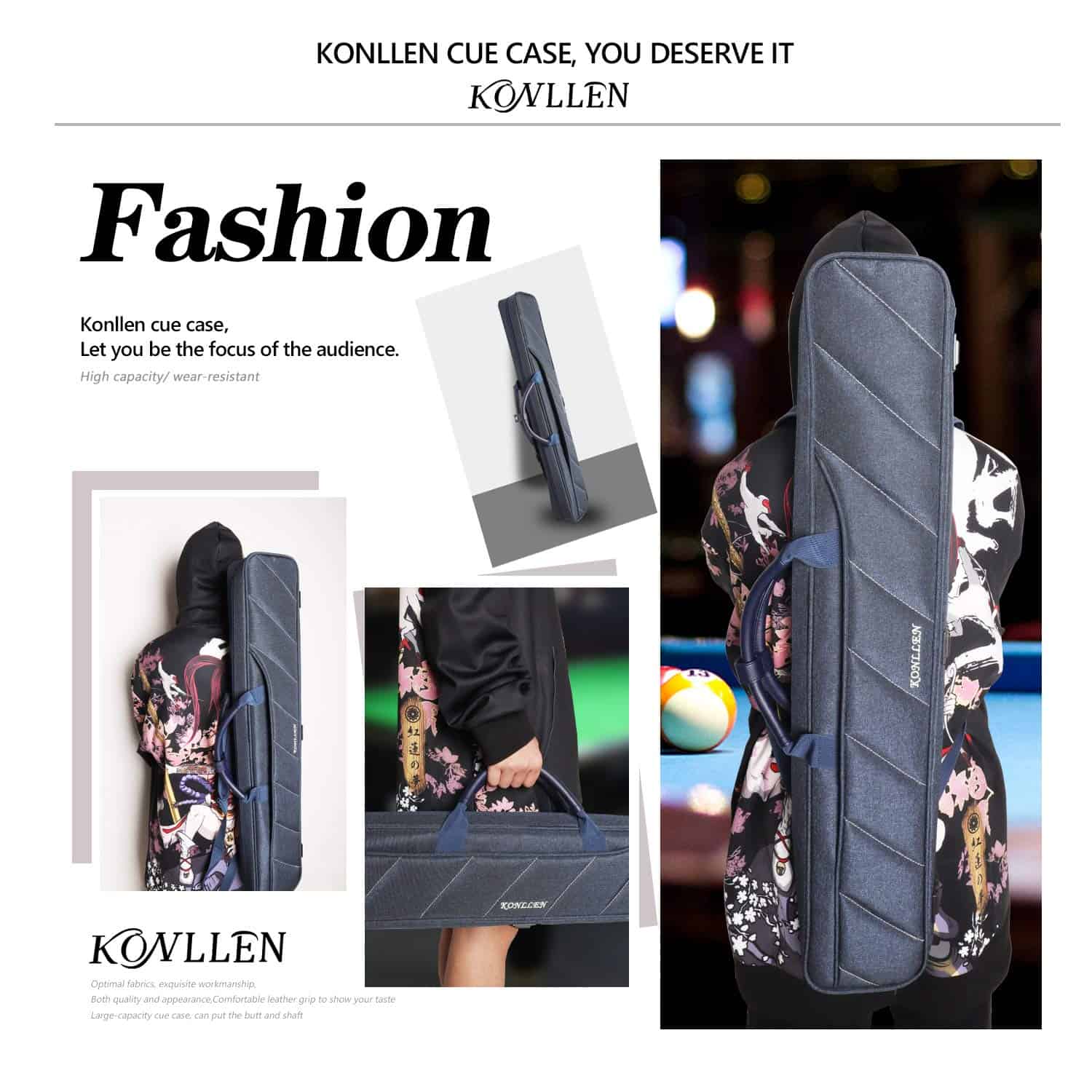 Funda para taco de billar KONLLEN 3x4 de tela Oxford (Azul) - Imagen 6