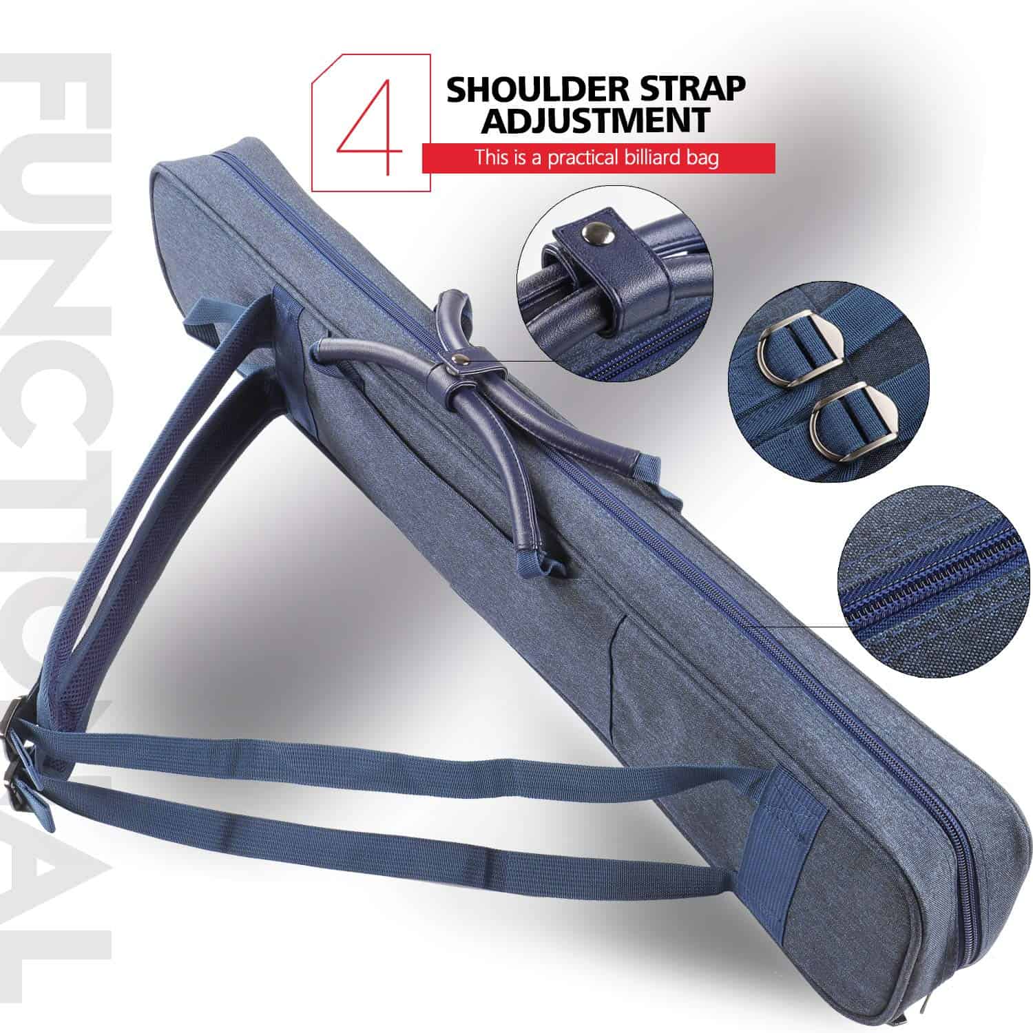 Funda para taco de billar KONLLEN 3x4 de tela Oxford (Azul) - Imagen 7