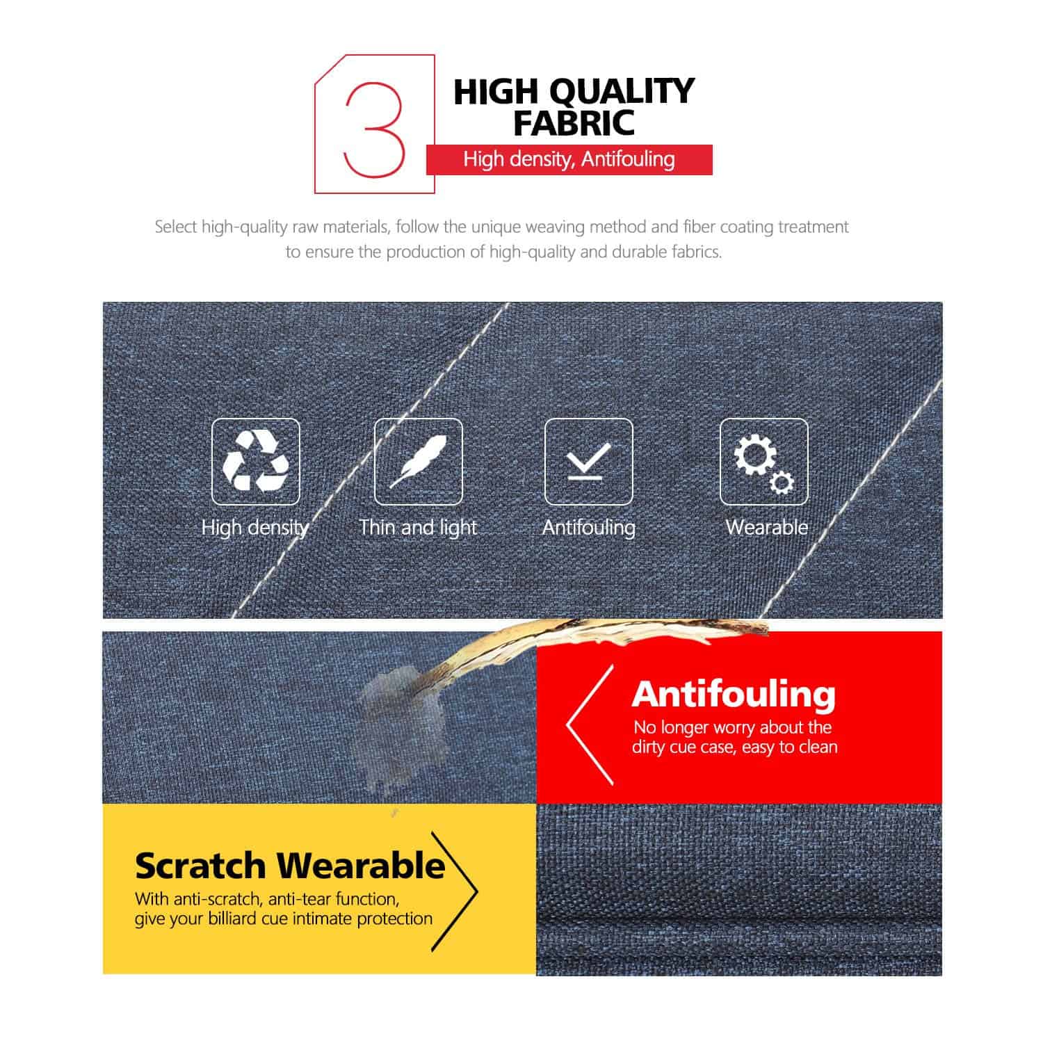 Funda para taco de billar KONLLEN 3x4 de tela Oxford (Azul) - Imagen 10