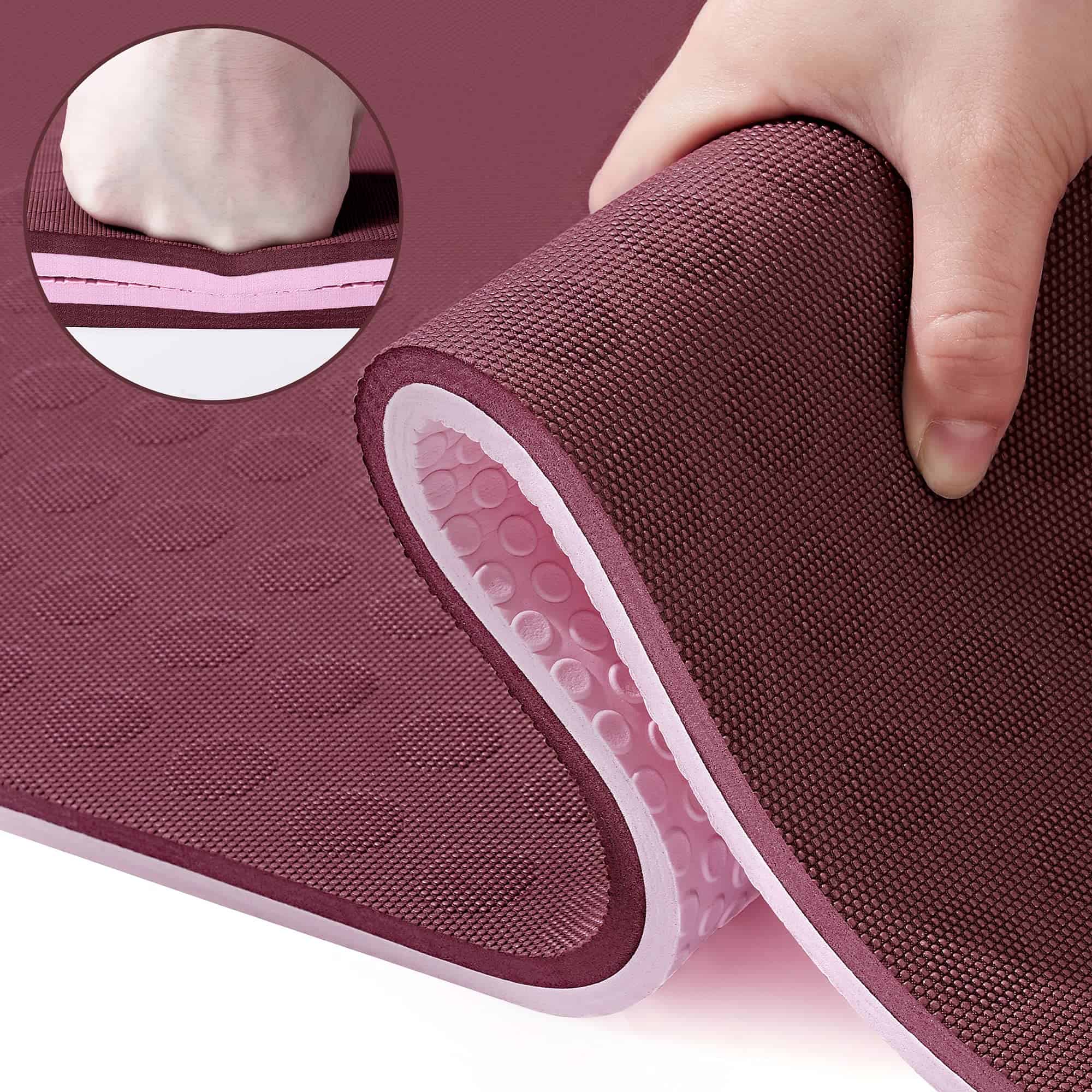 Tapete de Yoga Extra Grueso JELS, 1.2/2 -Vino/Rosa