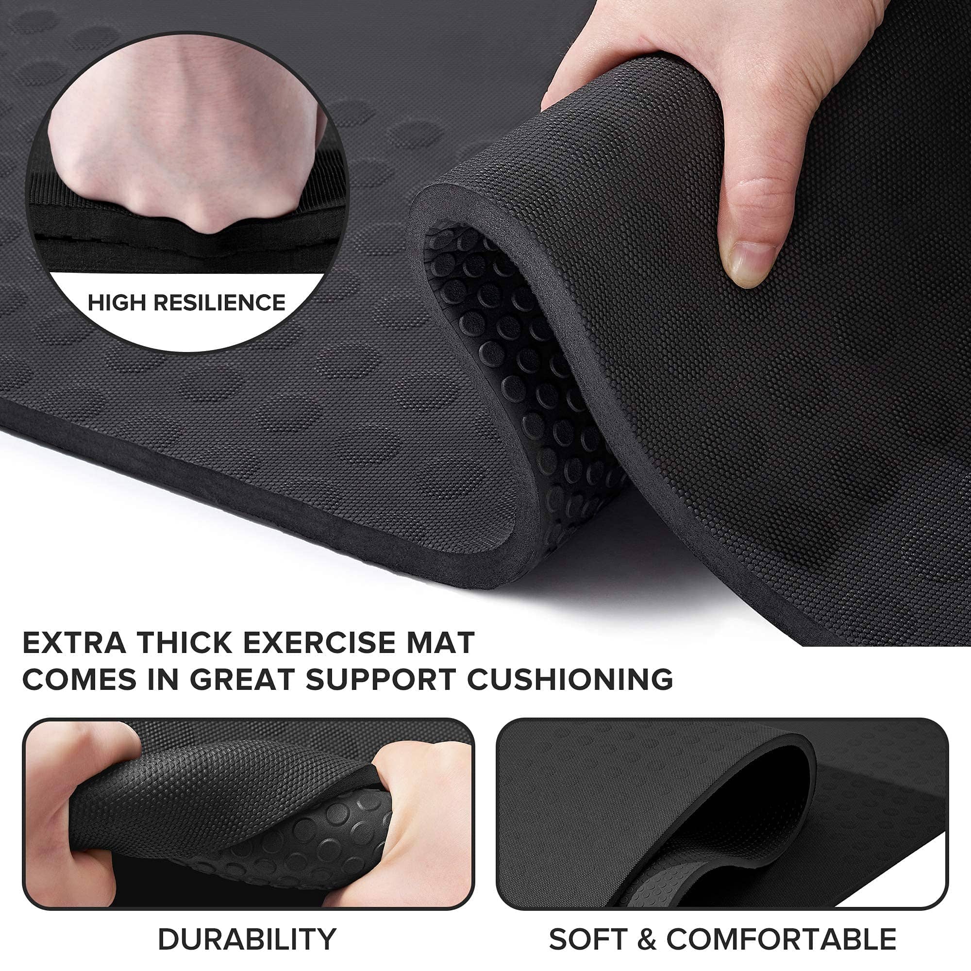 Tapete de Yoga Extra Grueso JELS, 1.2/2 -Negro (15mm) - Imagen 4