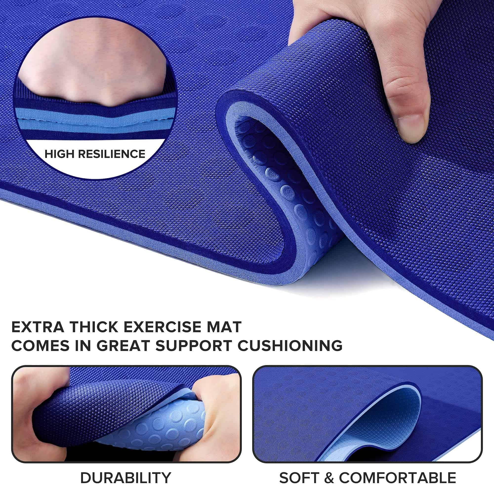 Tapete de Yoga Extra Grueso JELS, 1.2/2 -Azul - Imagen 4