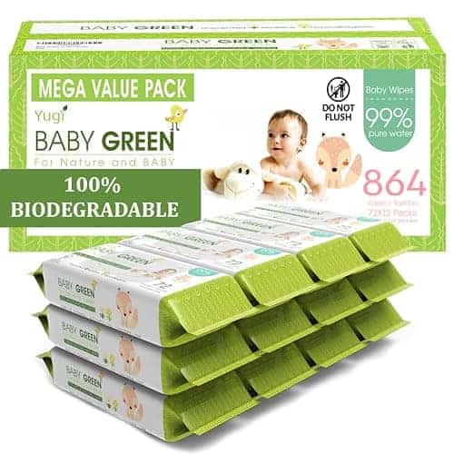 Toallitas húmedas para bebé Yugi Green - Sin fragancia,