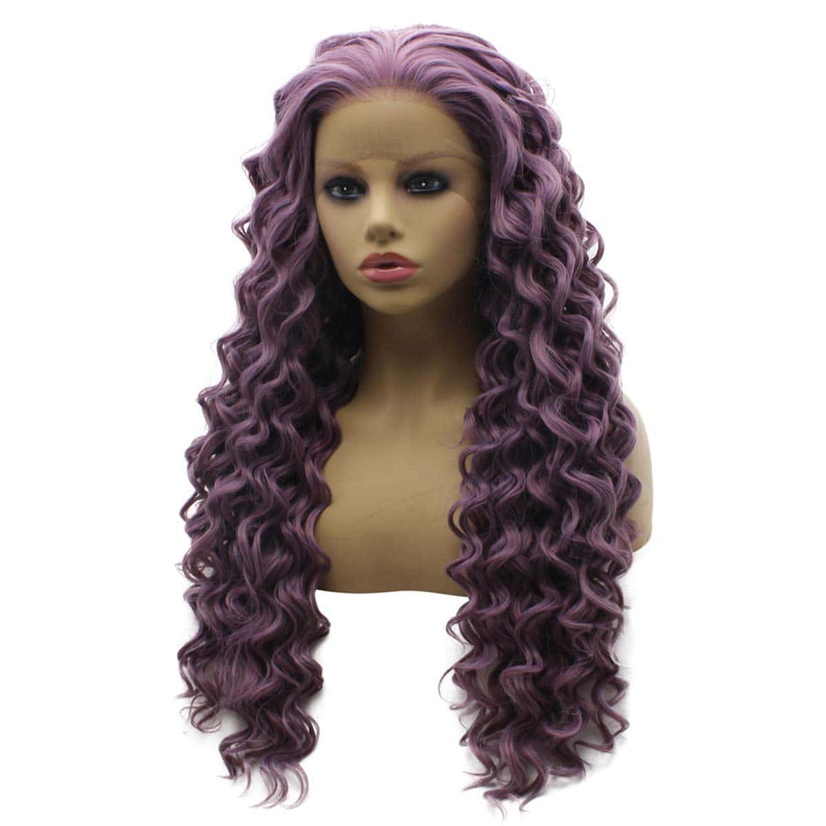 Pelucas largas rizadas de encaje natural lila morado Iwona - Imagen 4
