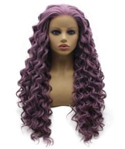 Pelucas largas rizadas de encaje natural lila morado Iwona