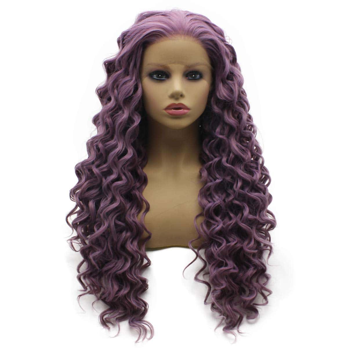 Pelucas largas rizadas de encaje natural lila morado Iwona
