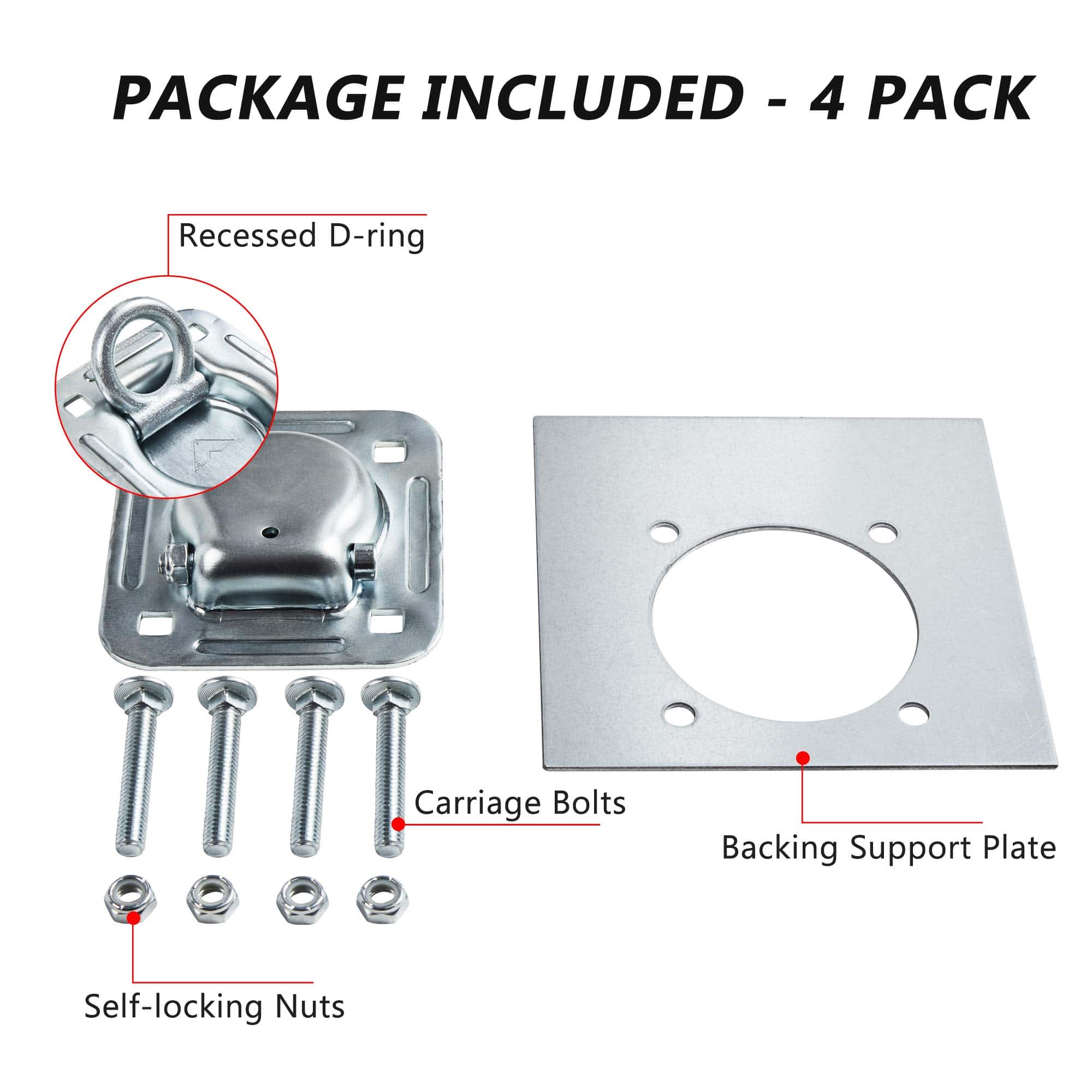 Lonffery 4 Pack Anclajes de Amarre Empotrados de Anilla D - Imagen 3