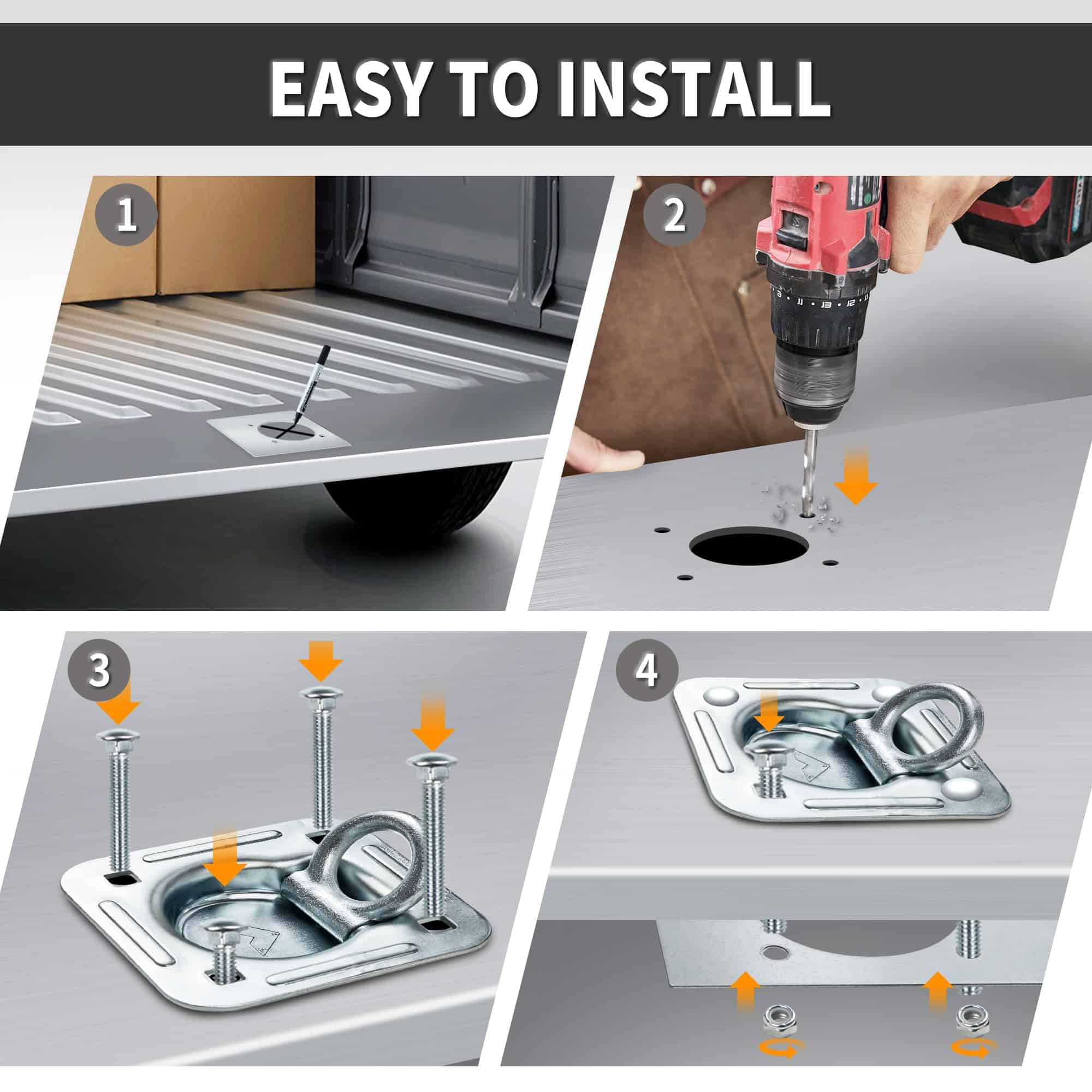 Lonffery 4 Pack Anclajes de Amarre Empotrados de Anilla D - Imagen 7