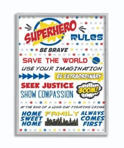 Stupell Industries Reglas de Superhéroes de Puntos de