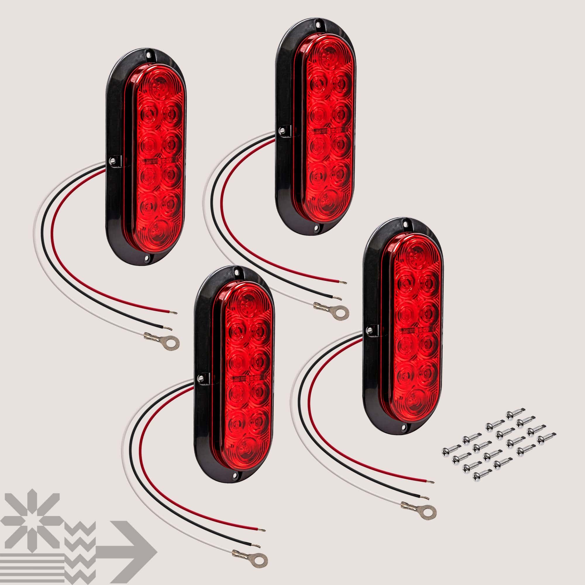 Kit de 4 luces de cola ovaladas LED rojas de 6 pulgadas - Imagen 9