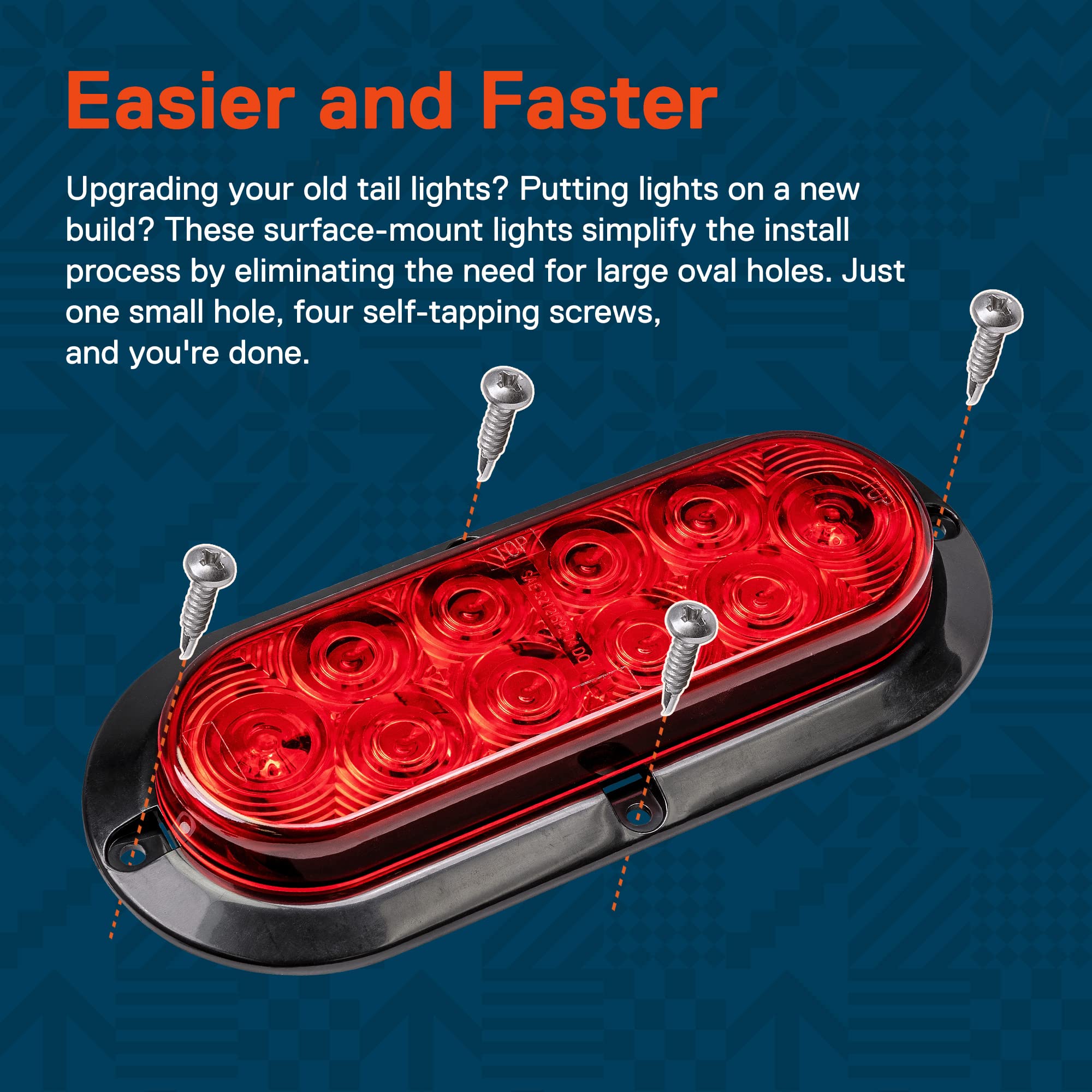 Kit de 4 luces de cola ovaladas LED rojas de 6 pulgadas - Imagen 6