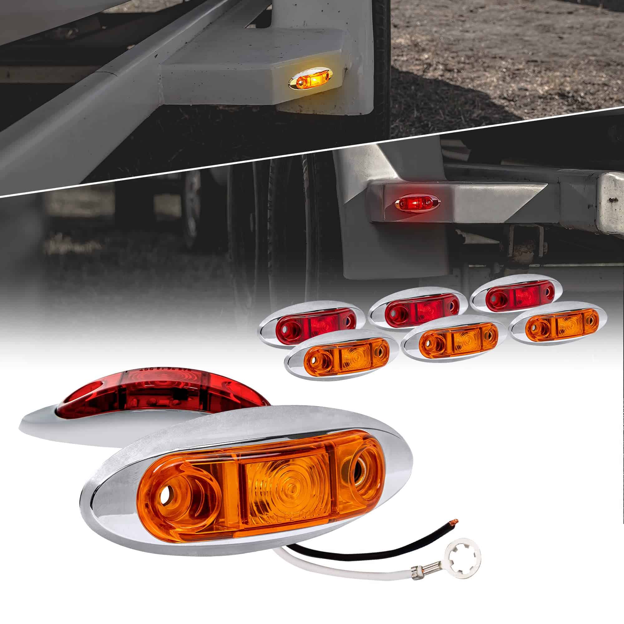 TRUE MODS 8pc 2.5" Luz Marcadora de Remolque LED Ámbar +