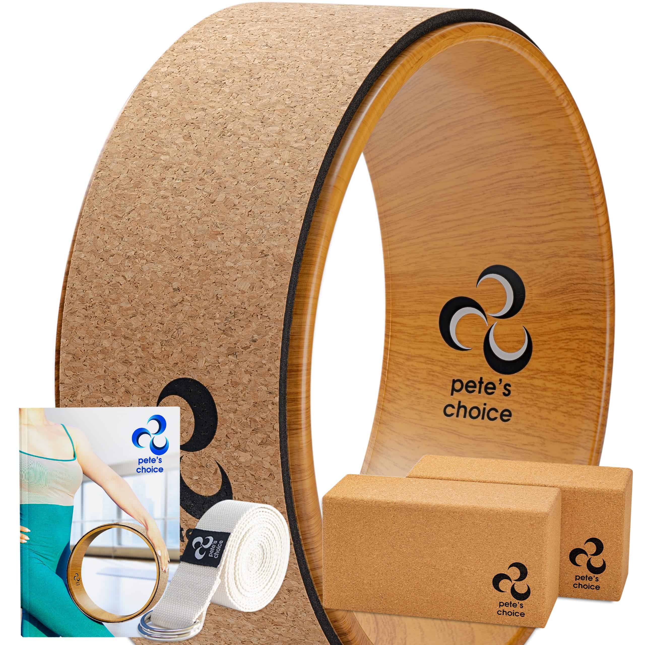 Set de Rueda de Yoga de Corcho Deluxe - Rueda de Corcho + 2