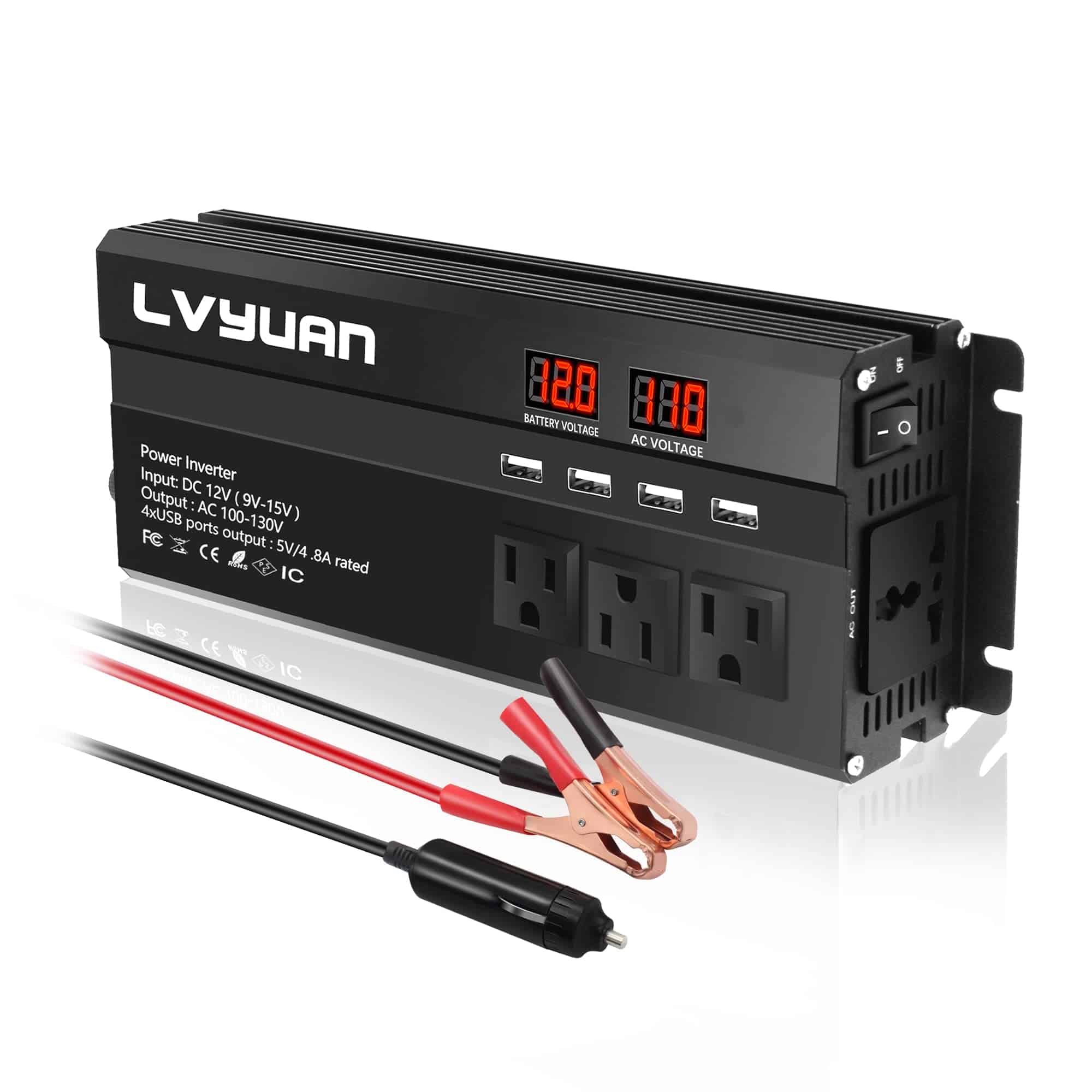 Inversor de Corriente Yinleader 1000W Convertidor de 12V DC