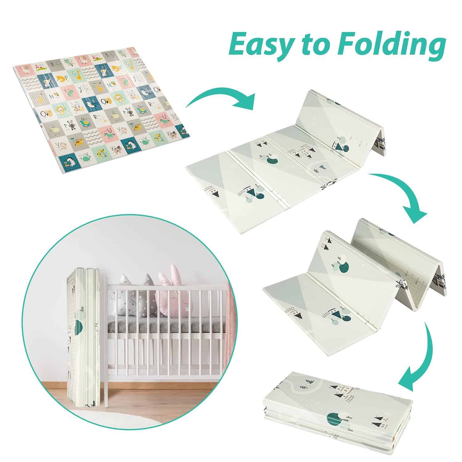 FLAGAV Tapete de Juego para Bebés, Tapete de Gateo Extra - Imagen 4