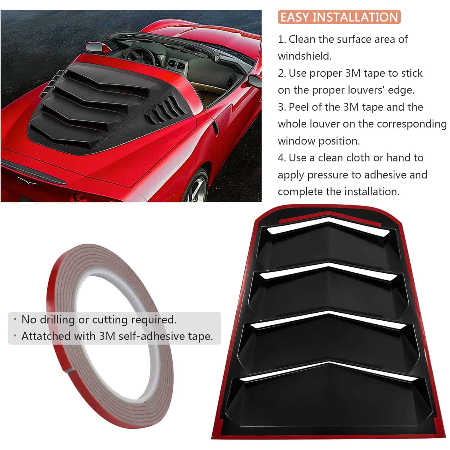 Yoursme Rejillas de Ventana Trasera y Lateral Parabrisas - Imagen 5