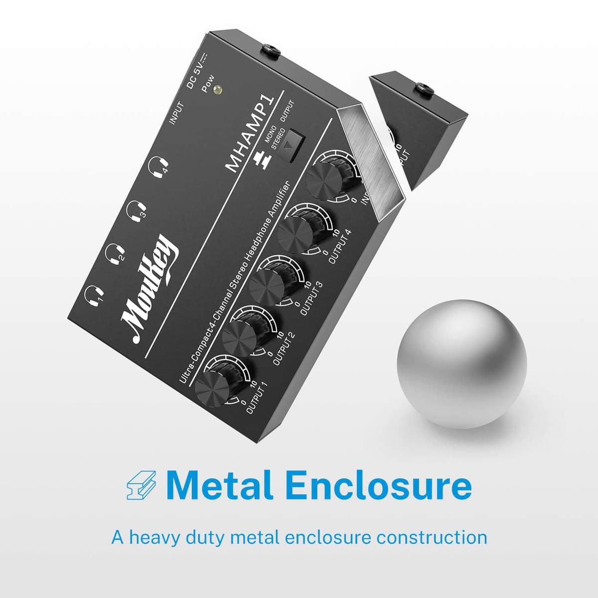 Amplificador de auriculares Moukey de 4 canales, - Imagen 5