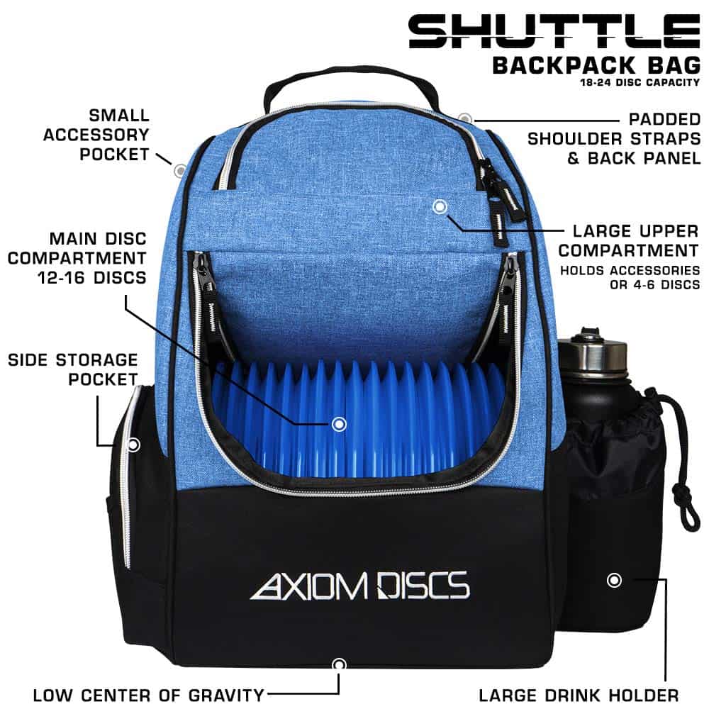 Mochila de Disc Golf Axiom Discs Shuttle (Azul Jaspeado) - Imagen 3