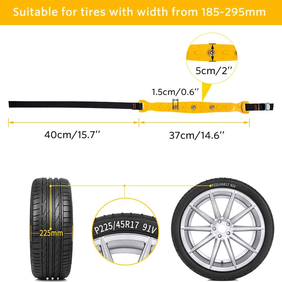 Cadenas antideslizantes para nieve ajustables universales - Imagen 6