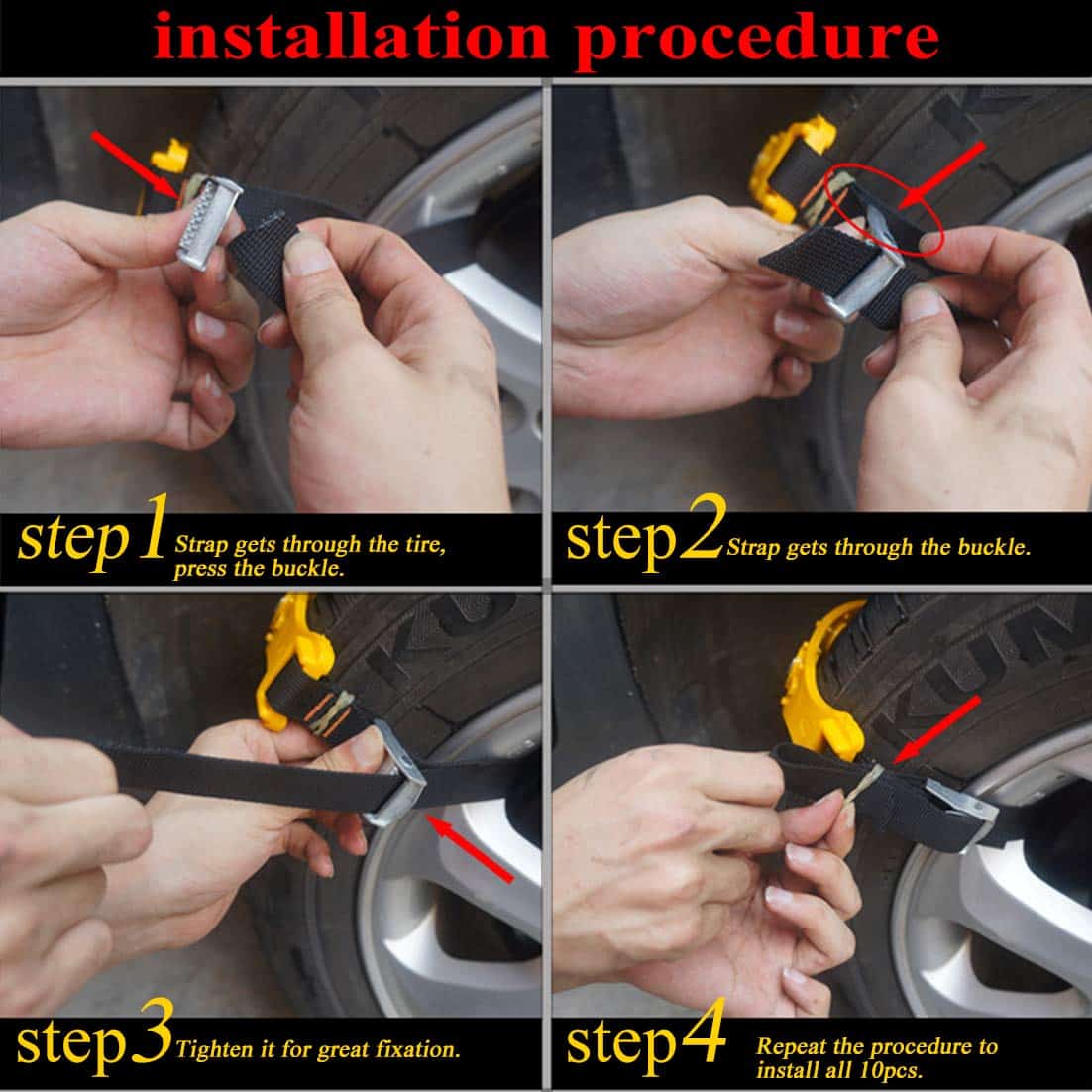 Cadenas antideslizantes para nieve ajustables universales - Imagen 7