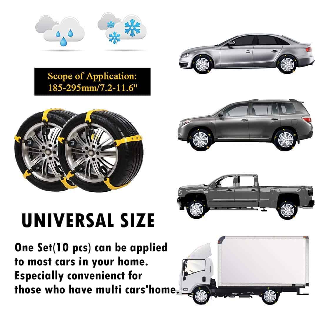 Cadenas antideslizantes para nieve ajustables universales - Imagen 3