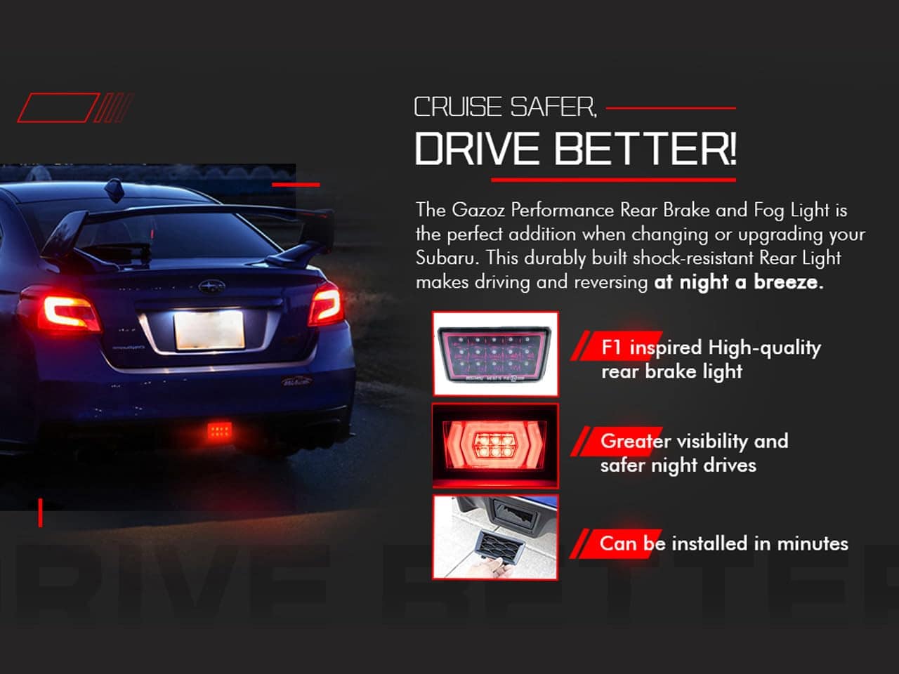 GAZOZ PERFORMANCE F1 Hyper 4th Brake Light Fog Para 15-21 - Imagen 3