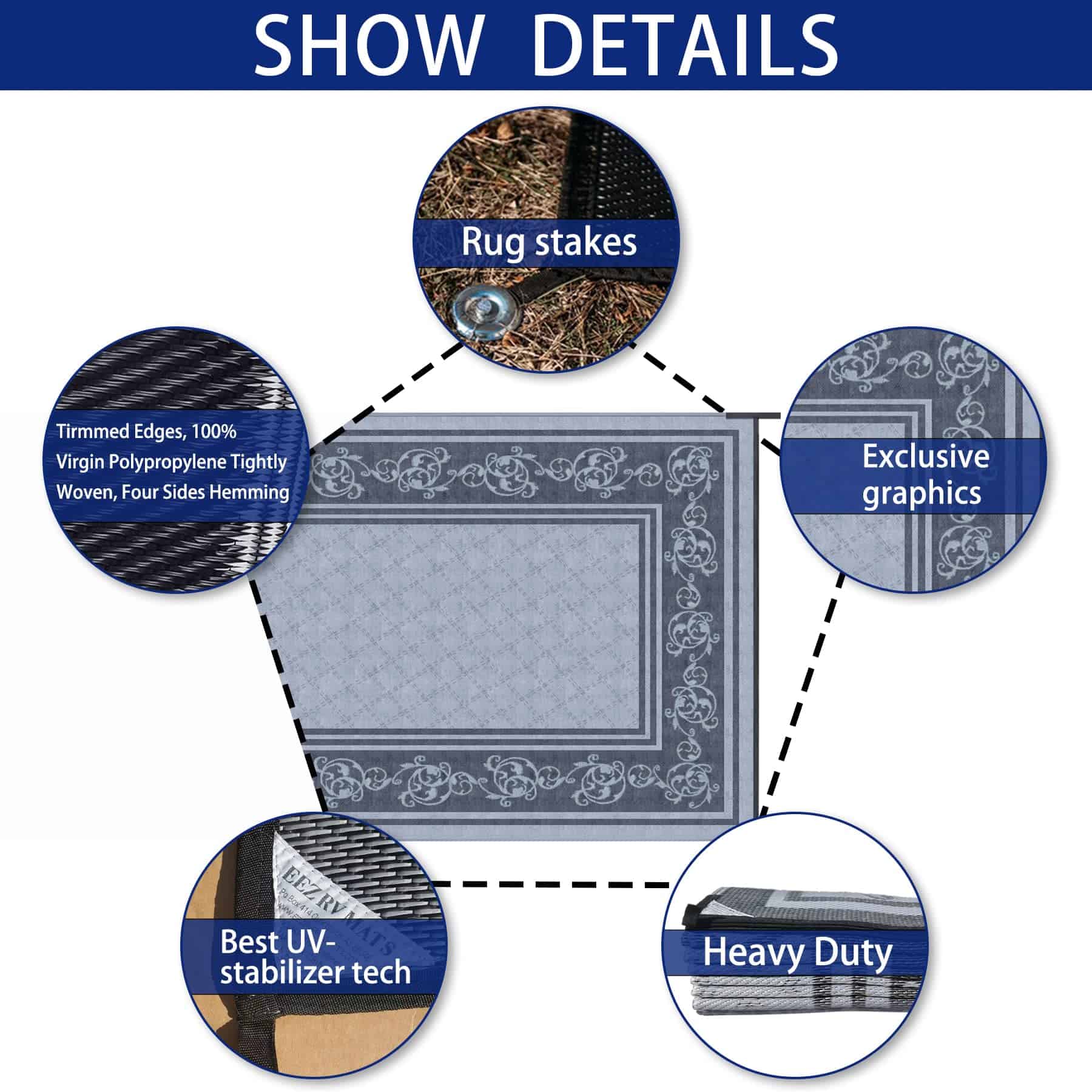 Tapetes para patio y RV EEZ RV Products 9ft x 12ft - Imagen 4