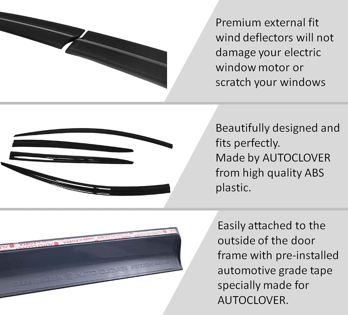 AUTOCLOVER Tape-On Rain Guards Window Visors 4 -Ahumado 2014 - Imagen 6