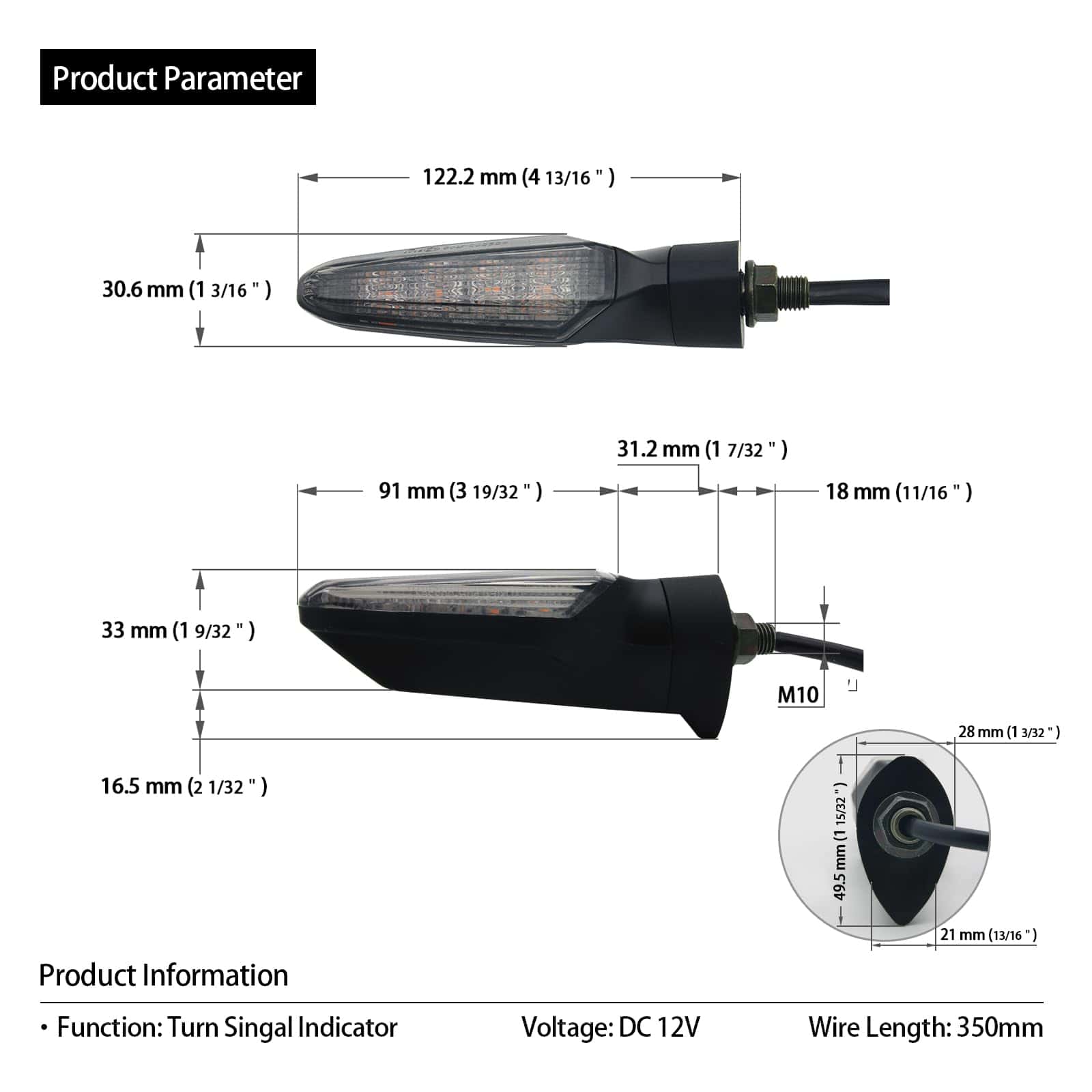 MFC PRO Luz de señal universal LED para Yamaha XSR900 MT07 - Imagen 6