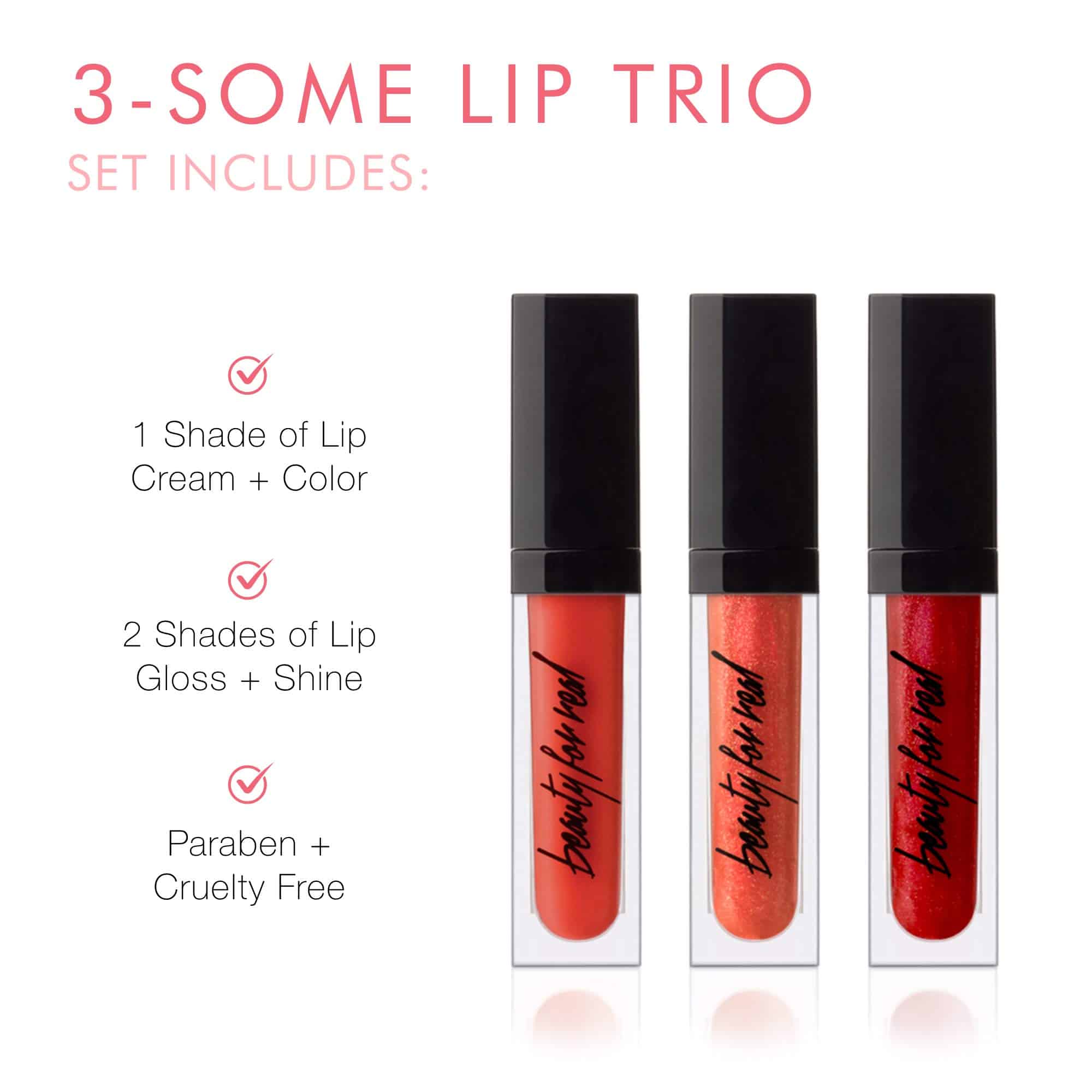 Beauty For Real 3-Piezas Trío de Labios, So Hot - Incluye - Imagen 3