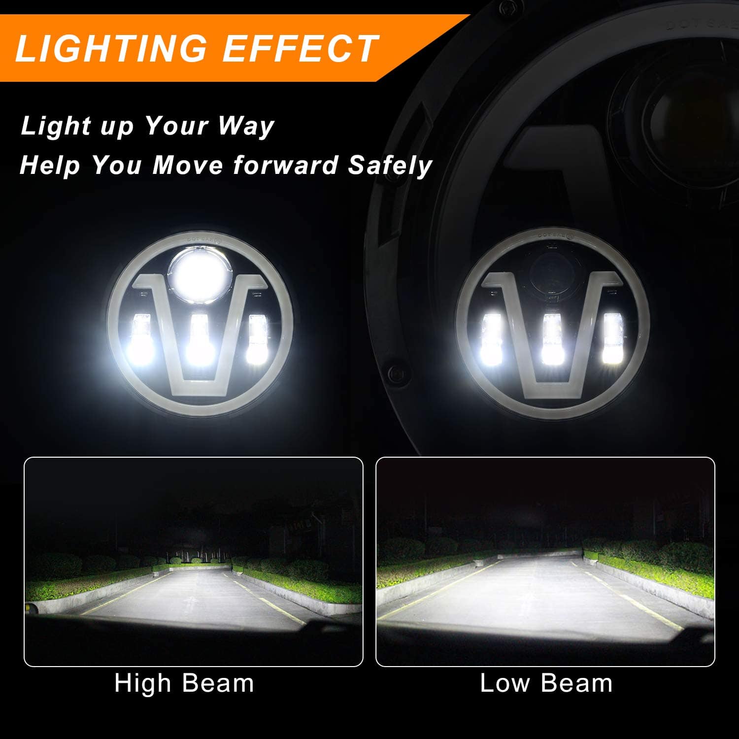 DHung 2PCS 7inch Halo Headlights Compatible Con Jeep - Imagen 7