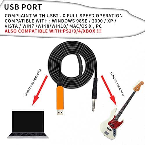 Cable de Guitarra USB YESPURE 10Ft, Interfaz de Guitarra - Imagen 3