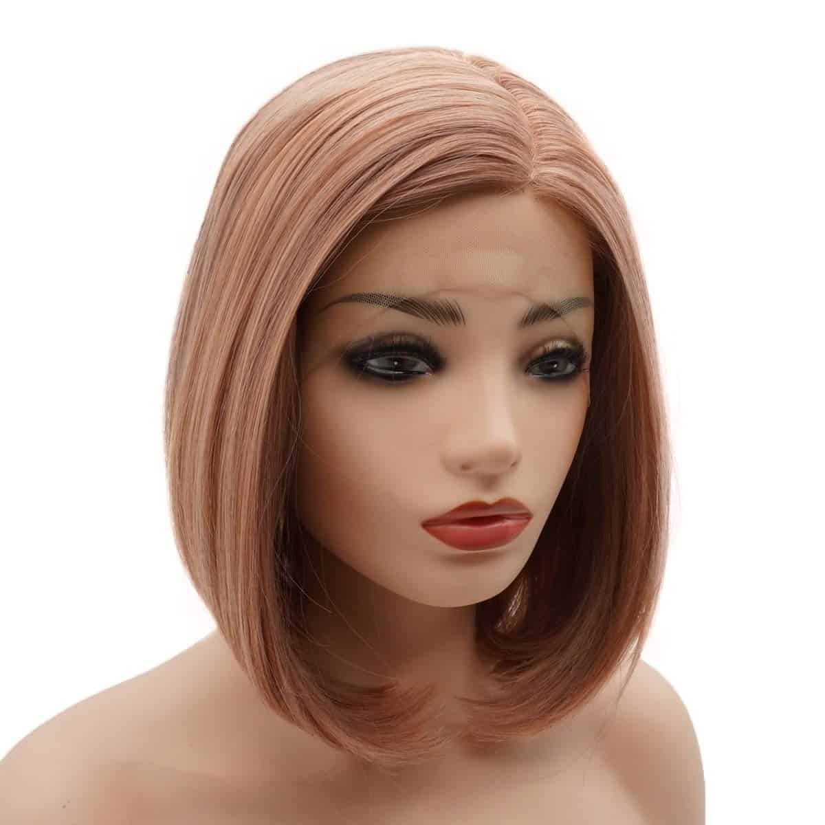 Peluca Frontal de Encaje Sintético Realista -Mezcla de Oro R - Imagen 3