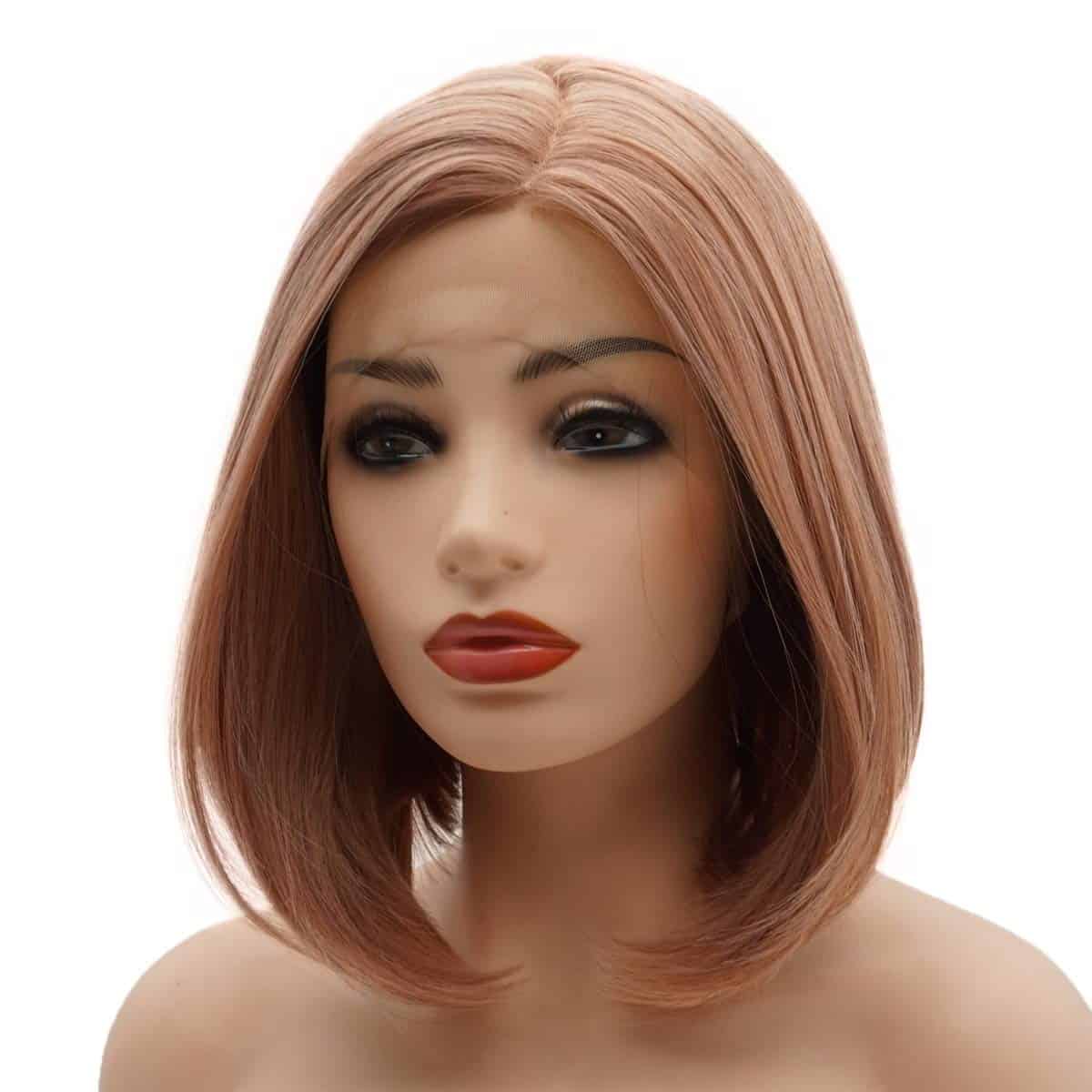 Peluca Frontal de Encaje Sintético Realista -Mezcla de Oro R - Imagen 4