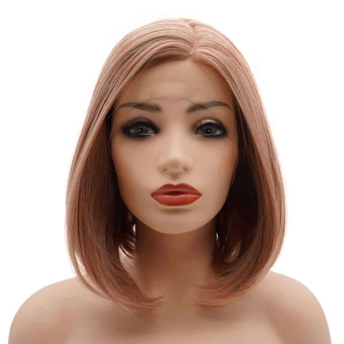 Peluca Frontal de Encaje Sintético Realista -Mezcla de Oro R