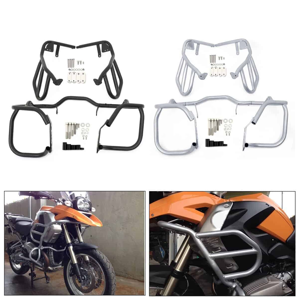 Worldmotop Engine Highway Guard Crash Bars -Plata - Imagen 3