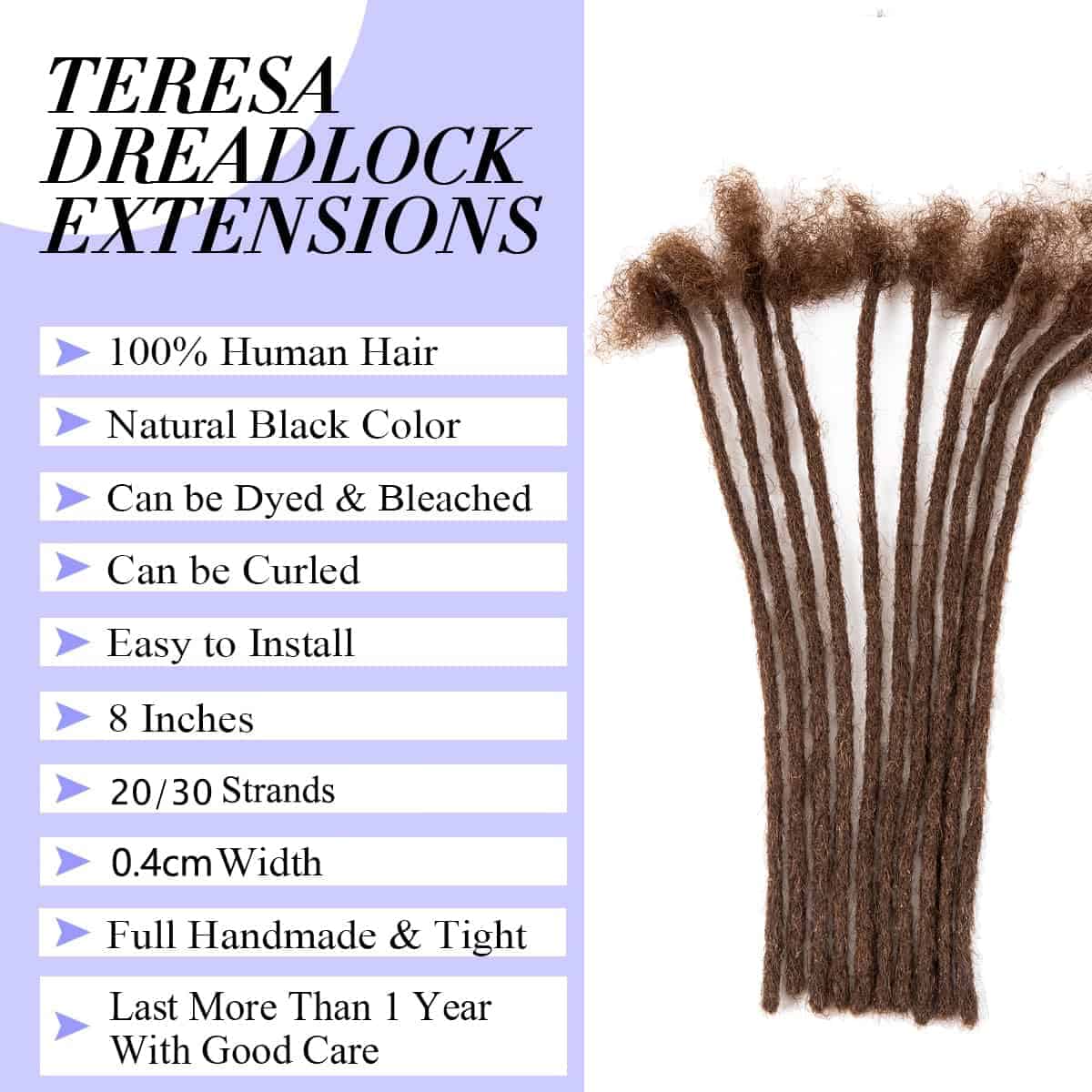 Extensiones de Rastas de Cabello Humano 100% de 8 Pulgadas - Imagen 5