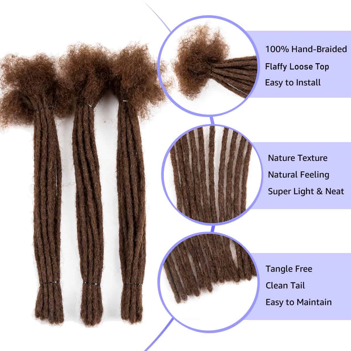 Extensiones de Rastas de Cabello Humano 100% de 8 Pulgadas - Imagen 3