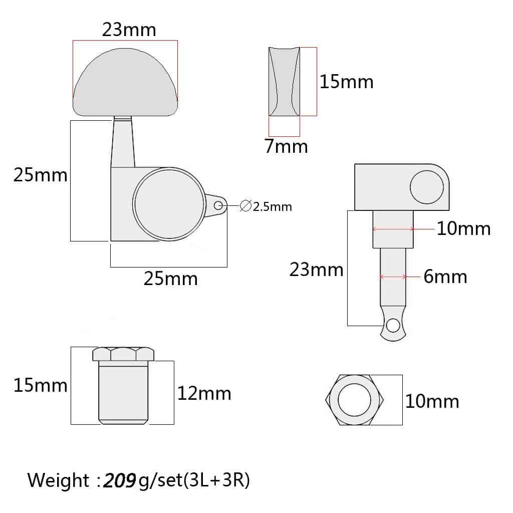 Alnicov 6PCS 3L3R Clavijas de Afinación de Cuerdas de - Imagen 6