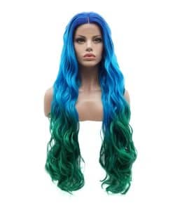 Pelucas Sintéticas Realistas de Encaje Delantero Ombre Azul