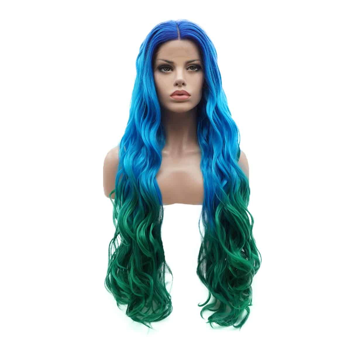 Pelucas Sintéticas Realistas de Encaje Delantero Ombre Azul