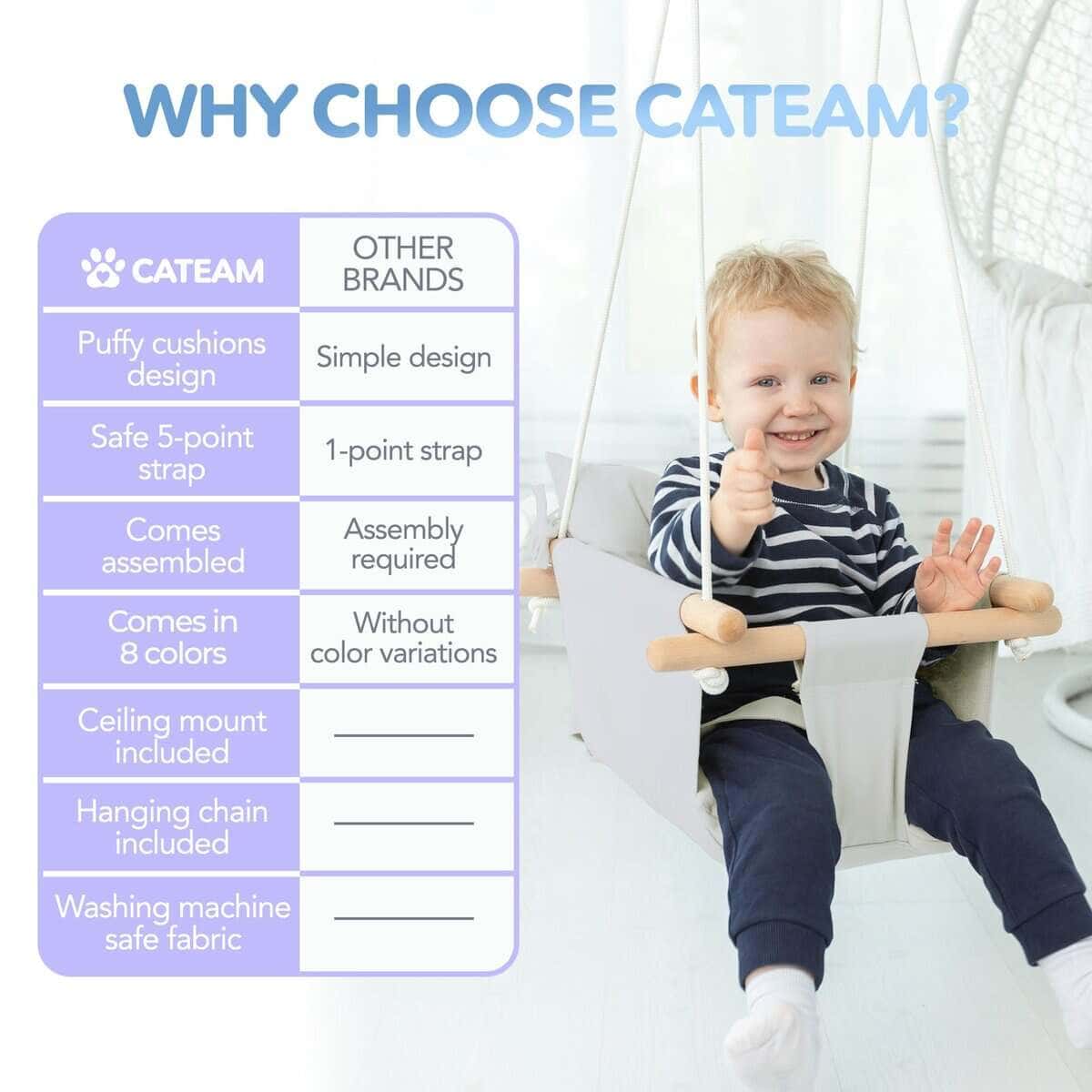 CaTeam - Columpio de lona para bebé, Asiento de columpio - Imagen 5