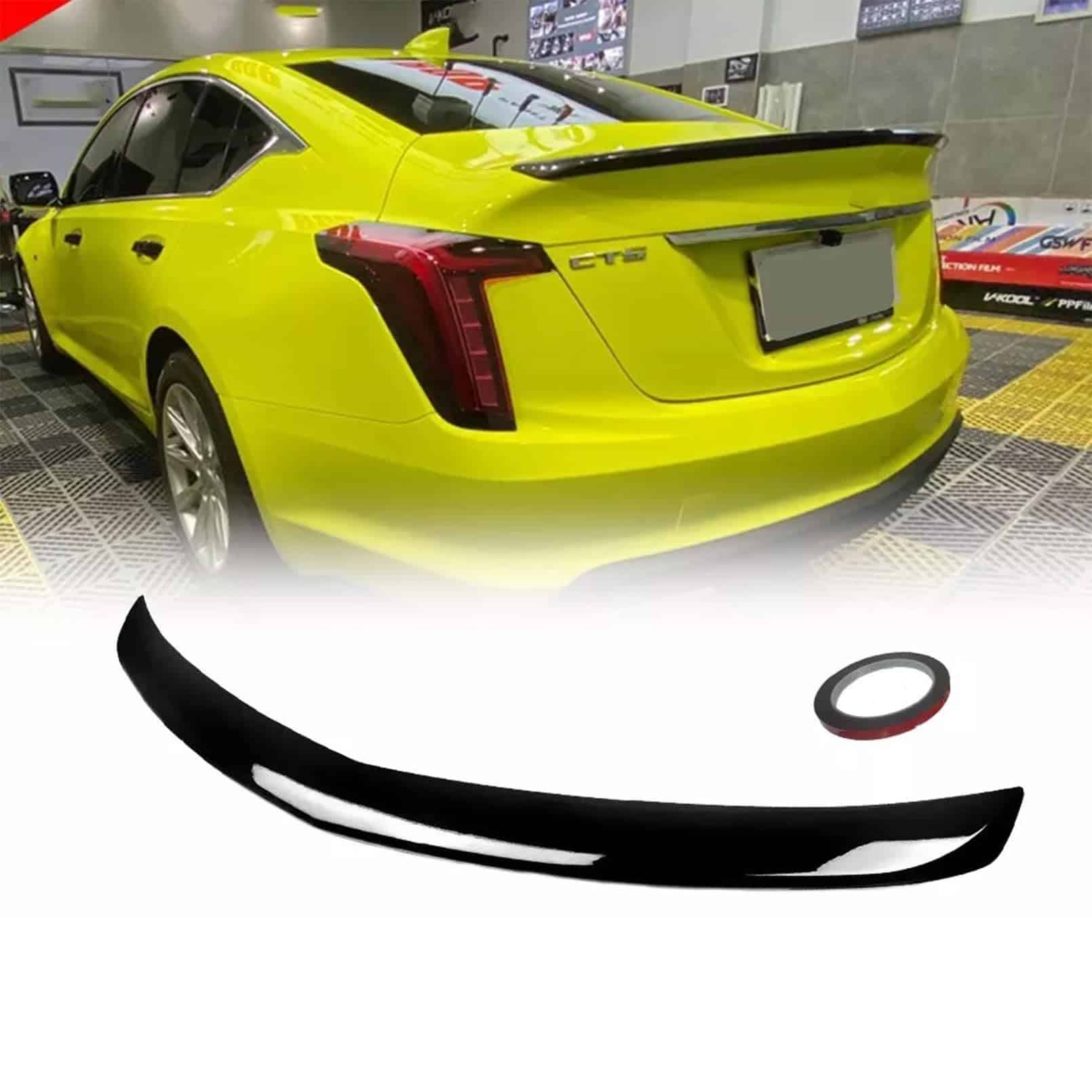 Alerón trasero brillante negro de fábrica estilo V para